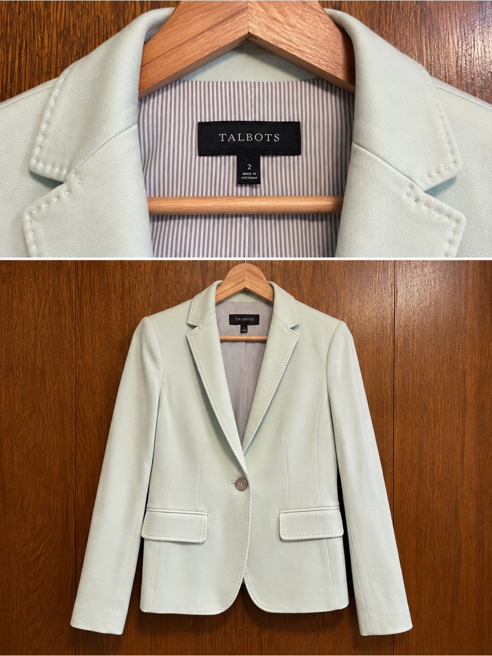 Talbots Light Mint Single-Button Tailored Blazer
